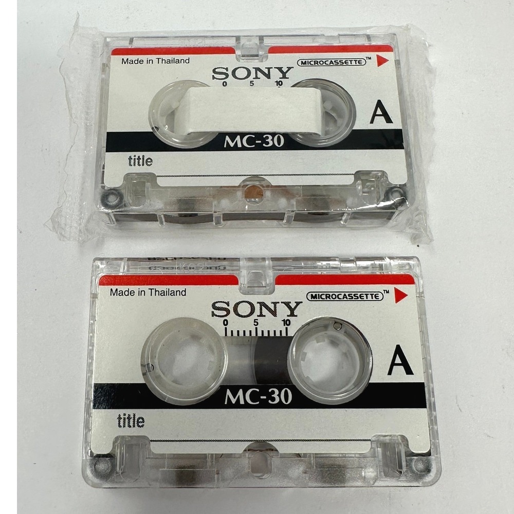 Sony MC-30 Microcassette 30 Minute Blank Voice Recording Tape Lot of 2 Thailand